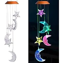 XXschy LED Solar Moon and Star Wind Chimes