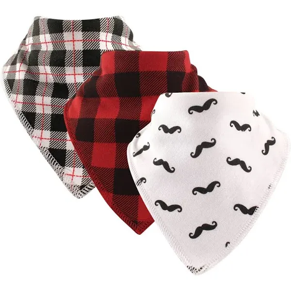 Hudson Baby Cotton Fleece Bandana Bibs Mustache / One Size