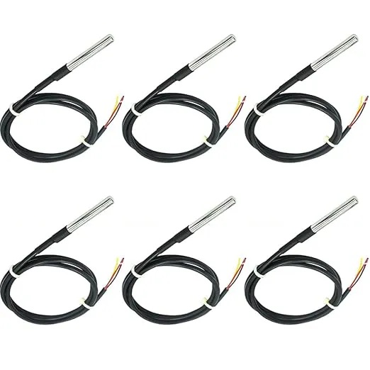 6pcs Ds18b20 1 Meter/3.2ft Temperature Sensor Stainless Steel Encapsulated Water