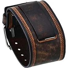 Nemesis IN-BS 24mm Lug Width Wide Brown Leather Cuff Wrist Watch Band