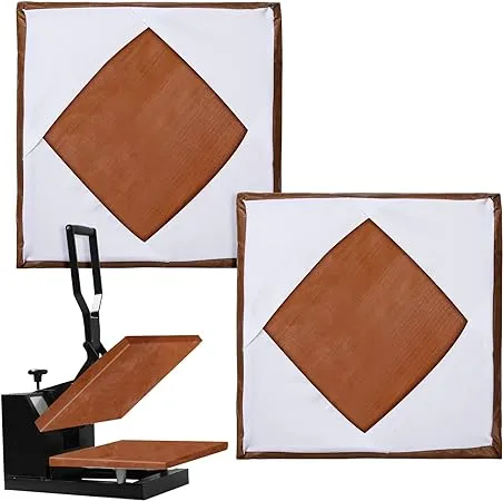 Zhengmy 2 Pcs Wrap Cover for Heat Press Platen, 15 x 15 Inch Heat Resistant Reusable Sheets Pad Mat Pillow Protector for Sublimation Heat Pressing Machine Brown and White