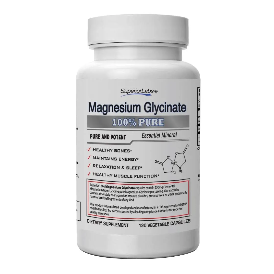 Superior Labs - Magnesium Glycinate - 1250 mg, 120 Vegetable Capsules - Essentia