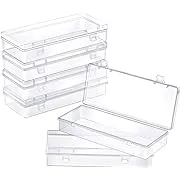 ZORRITA 6 Pack Small Plastic Containers with Hinged Lids, Rectangle Storage