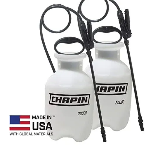 Chapin 20024: Value Pack, 2-Pack, 2-Gallon SureSpray Lawn and Garden Poly Tank Sprayer with Anti-Clog Filter for Fertilizers, Herbicides and Pesticides, Translucent White