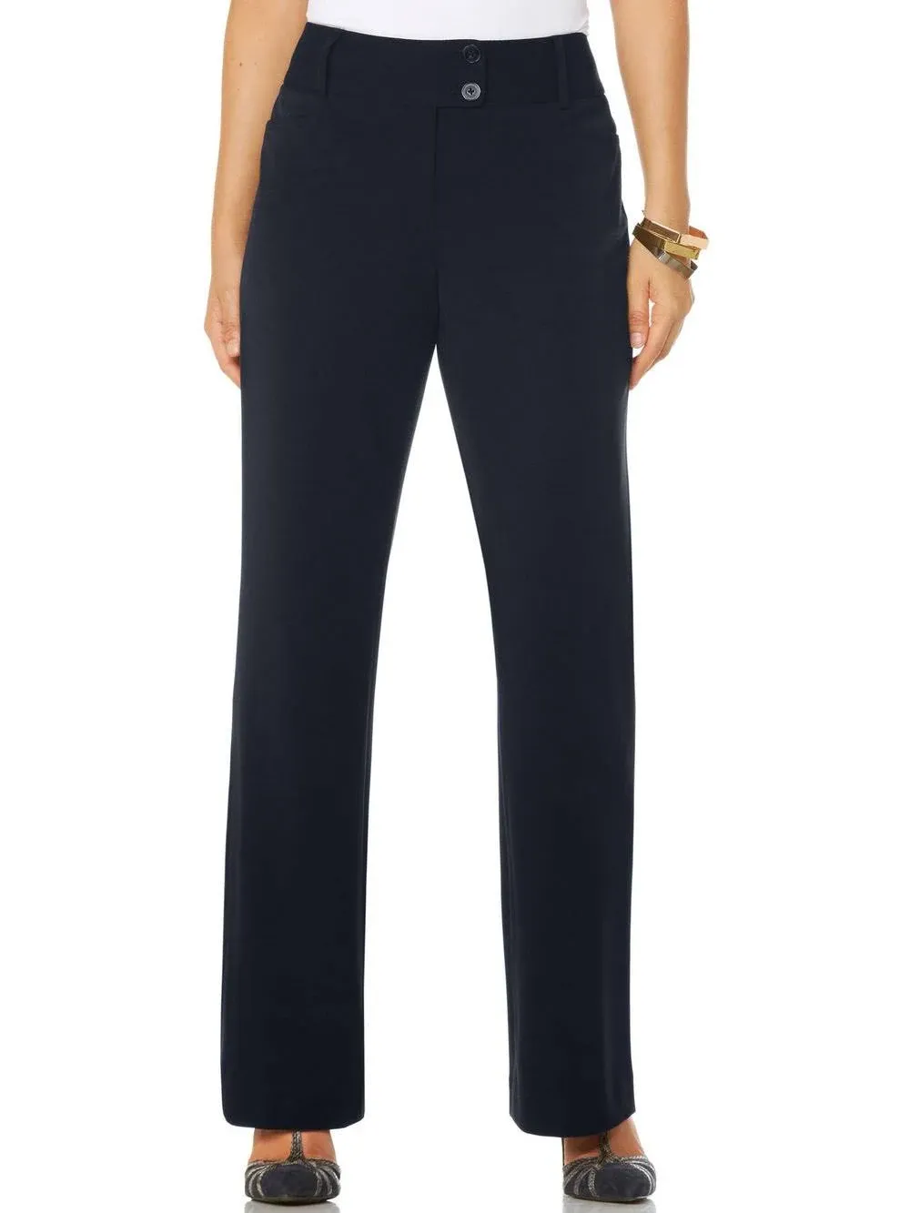 Rafaella Women's Navy Gab Curvy Fit Pant