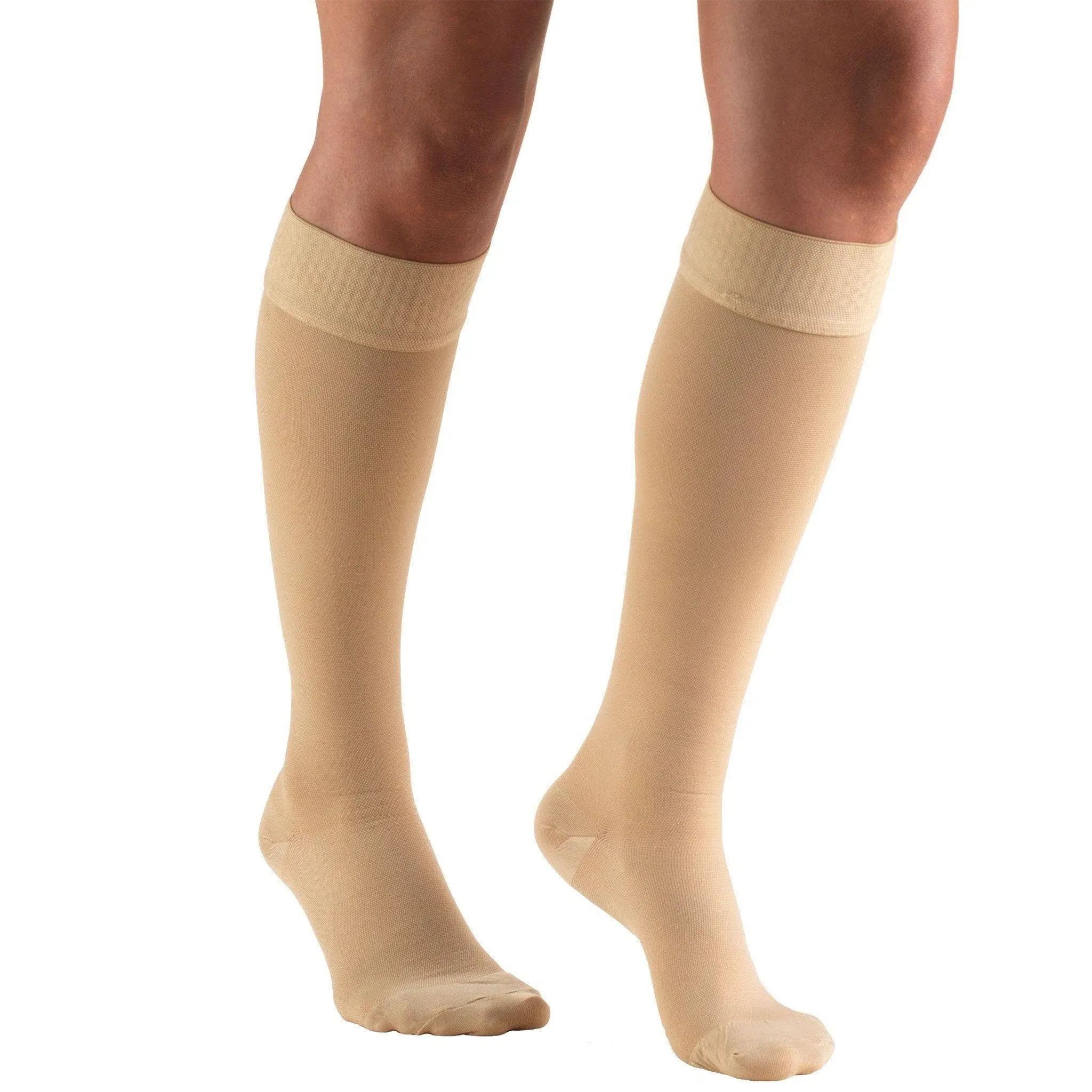 Truform Closed Toe, Knee High 20-30 mmHg Compression Stockings, Dot Top, Beige ...