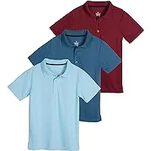 Real Essentials 3 Pack: Boy's Short Sleeve Polo Shirt - School Uniform Active ...