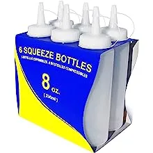 New Star Foodservice 26115 Squeeze Bottles, Plastic, 8 oz, Clear, Pack of 6