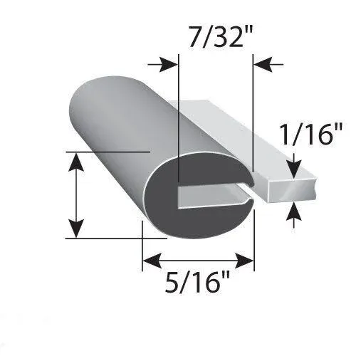 Trim-lok Rubber Edge Trim" Fits 1/16" Edge 5/16" Leg Length 25" Length