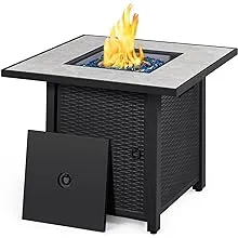 Yaheetech Fire Pit Table 30in Propane Fire Pit 50,000 BTU Square Gas Fire Pit with Ceramic Tabletop and Blue Fire Glass for Outdoor/Patio/GardenYaheetech Fire Pit Table 30in Propan…