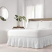 Easy Fit Ruffled Solid Bed Skirt, White, Twin/Full