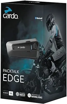 Cardo PACKTALK Edge Motorcycle Bluetooth Communication System Headset Intercom - Dual Pack, Black