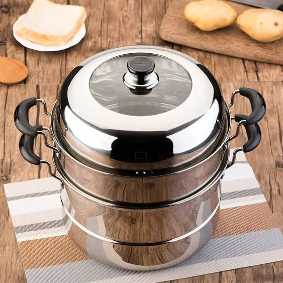 Steamer Pot for Cooking Stainless Steel Steamer Cookware 3 Tier Steamer Cooker P