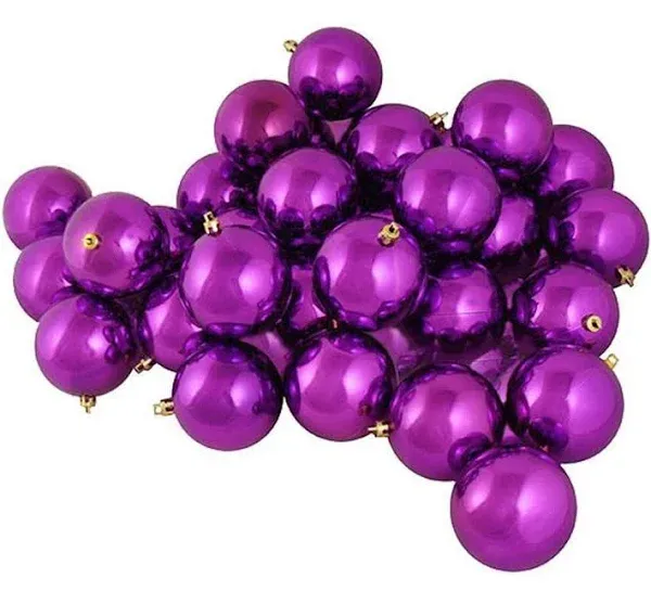 Northlight 60ct Purple Shatterproof Shiny Christmas Ball Ornaments 2.5" (60mm)