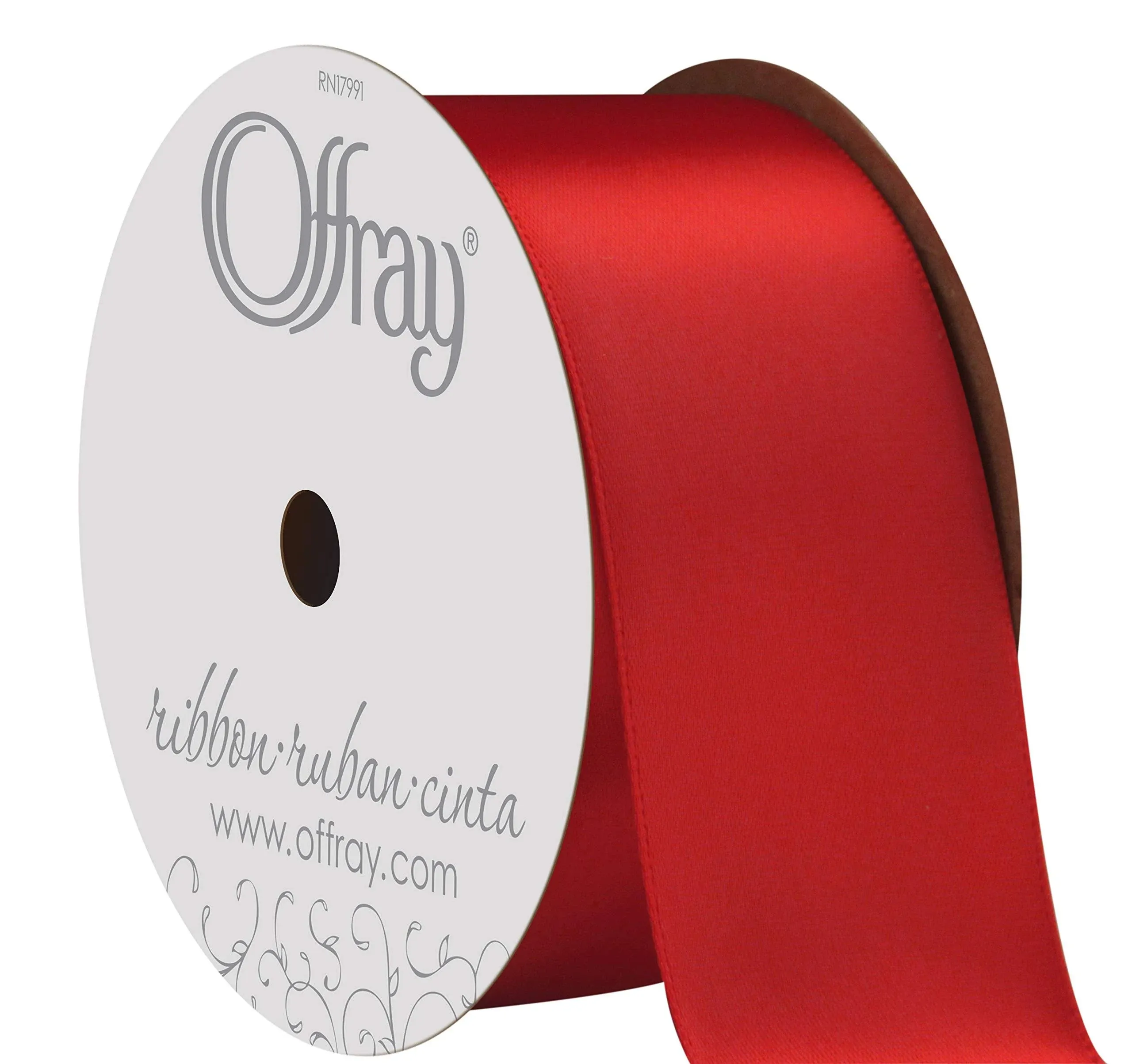 Offray Double Face Satin Ribbon, Red