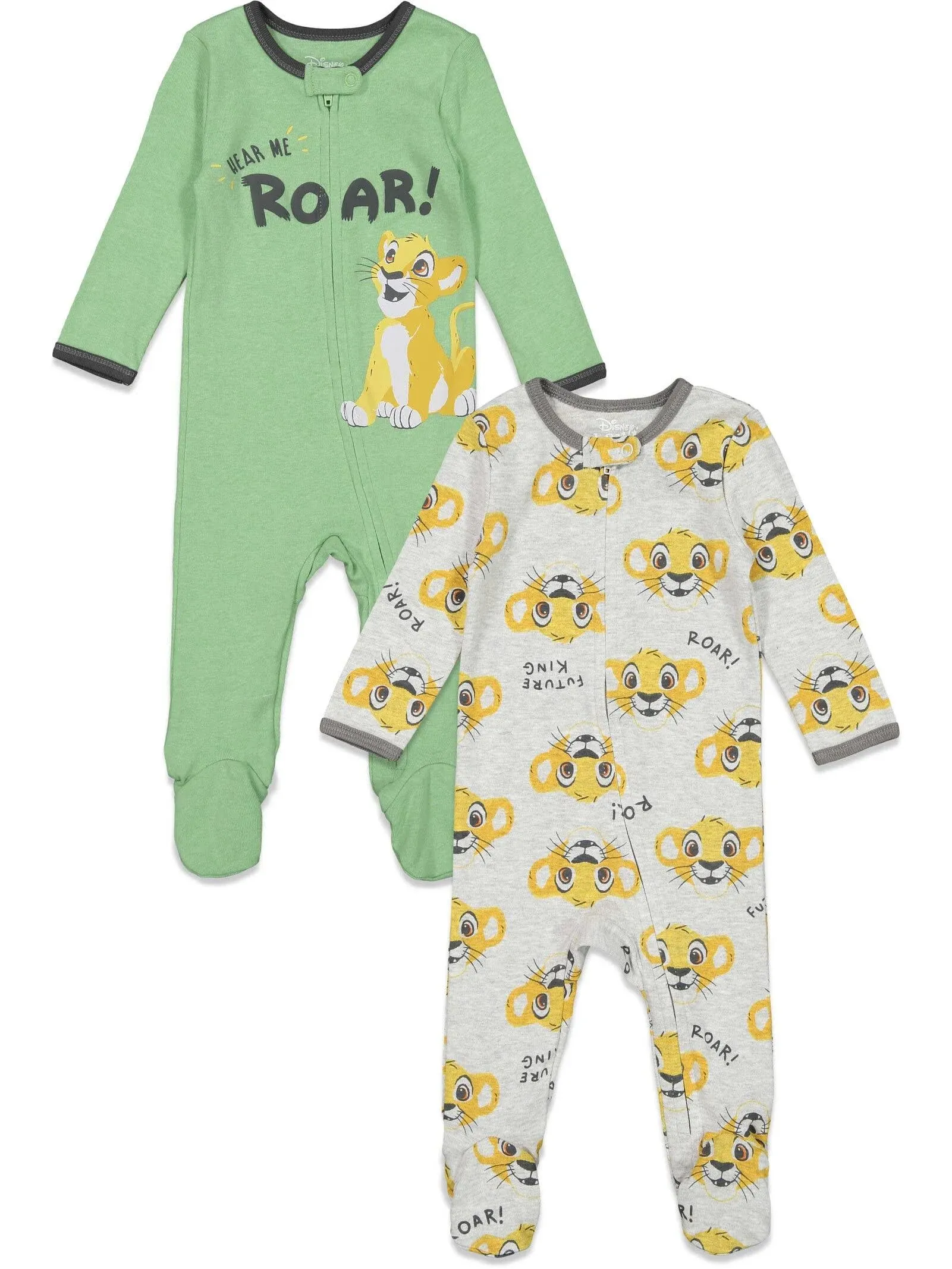 Disney Lion King Simba Newborn Baby Boys 2 Pack Zip Up Sleep N' Play Coveralls ...