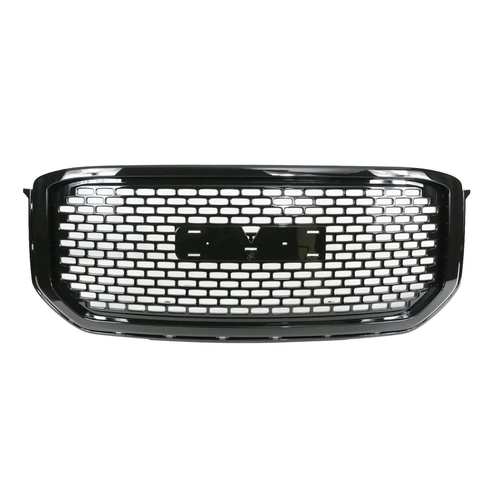 Fits 15-20 GMC Yukon Denali Style Front Upper Mesh Grille Cover Gloss Black ABS