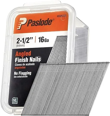 Paslode, Finishing Nail, 650231, 20 Degree Angled Galvanized, 16 Gauge, 2,000 per Box, 1 1/2 inch