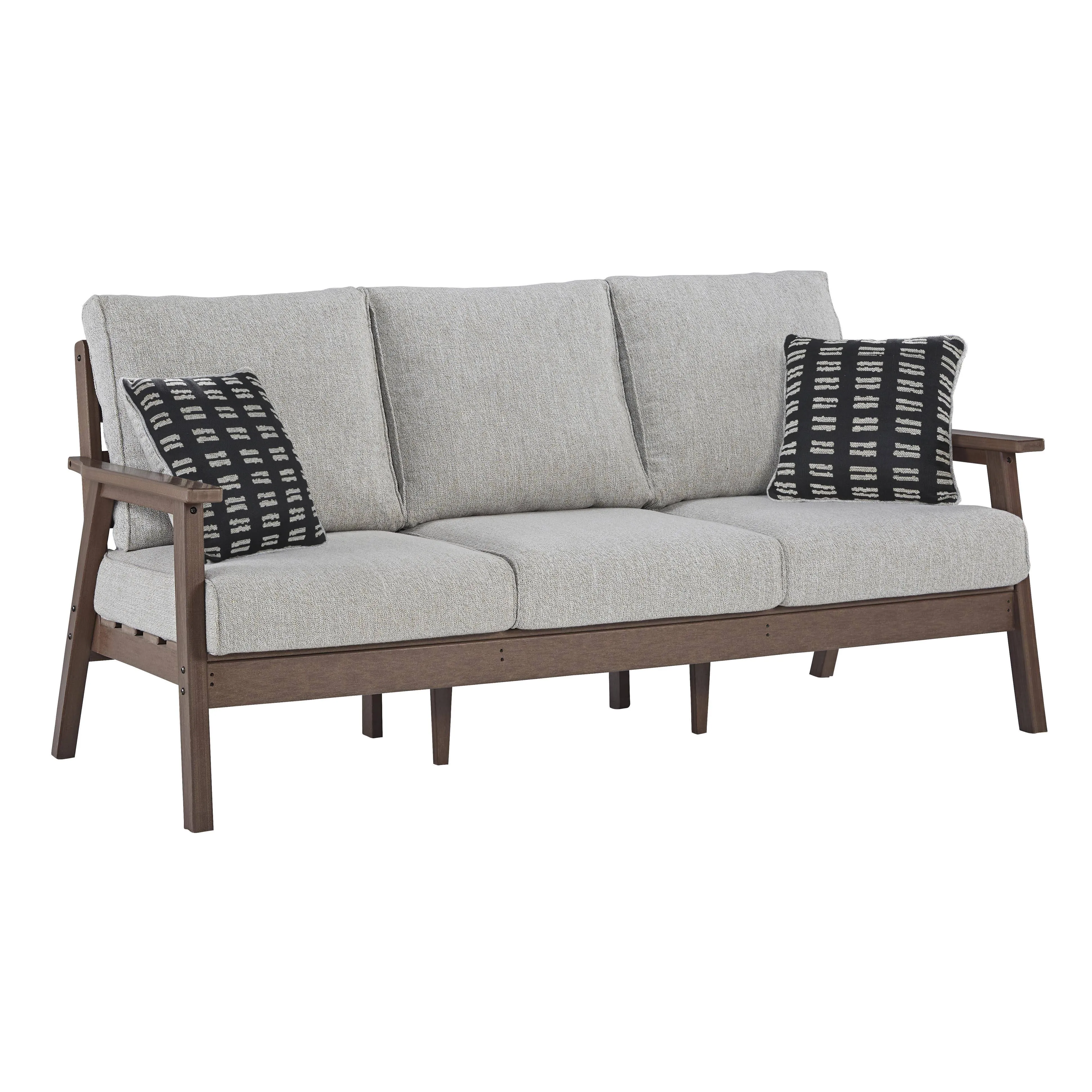 Emmeline Brown/Beige Outdoor Sofa with Cushion