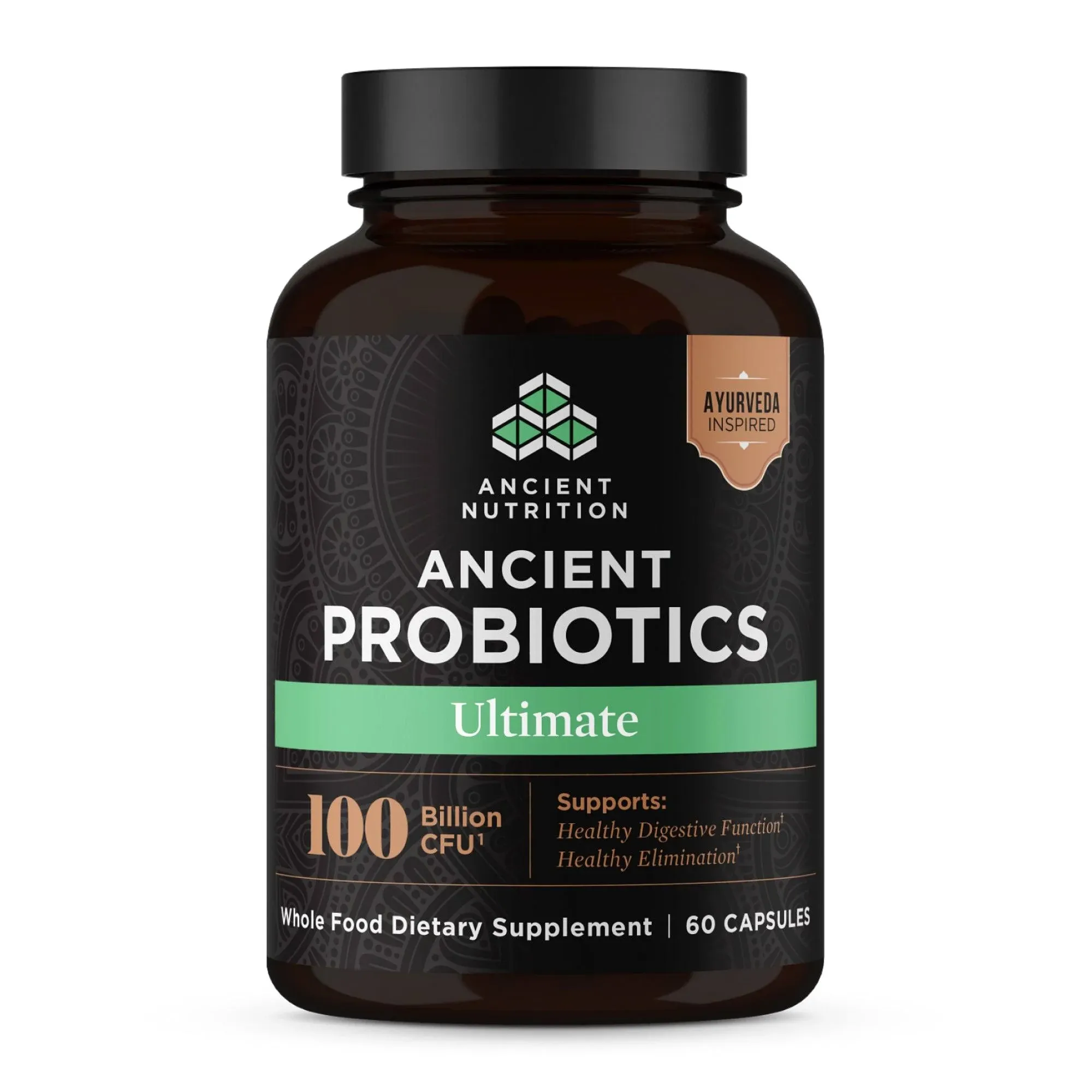 Ancient Nutrition Probiotics, Probiotics Ultimate 100 Billion CFUs*/Serving, Digestive and Immune Support, Gluten Free, Ancient Superfoods Blend, 60 Capsules