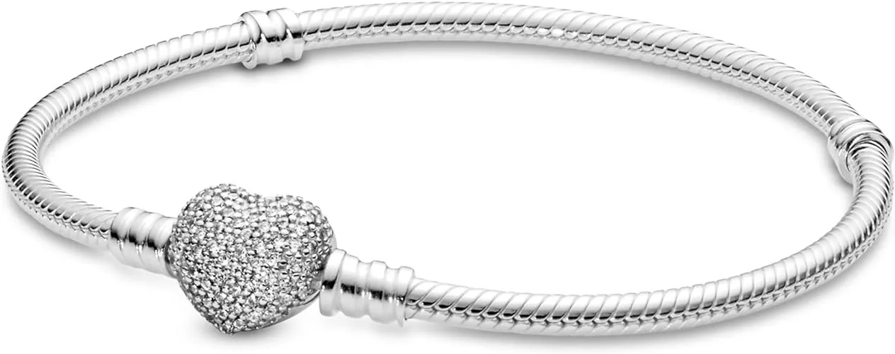 Pandora Silver Pave Heart Clasp Bracelet