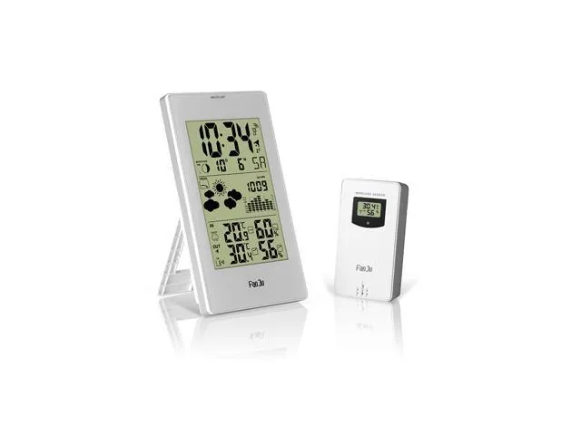 FanJu Indoor Outdoor Thermometer Hygrometer Barometer Wireless Weather Station Alarm Clock Weather Forecaster Station Wireless Indoor & Outdoor.