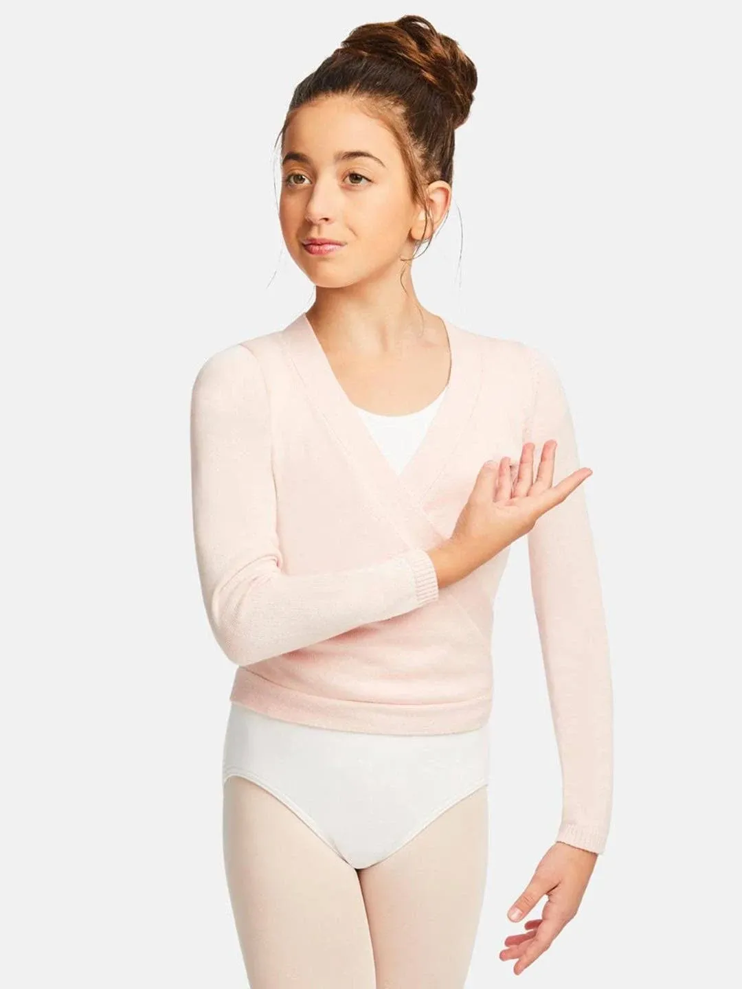 Capezio Girls' Big Wrap Sweater, Pink, Large