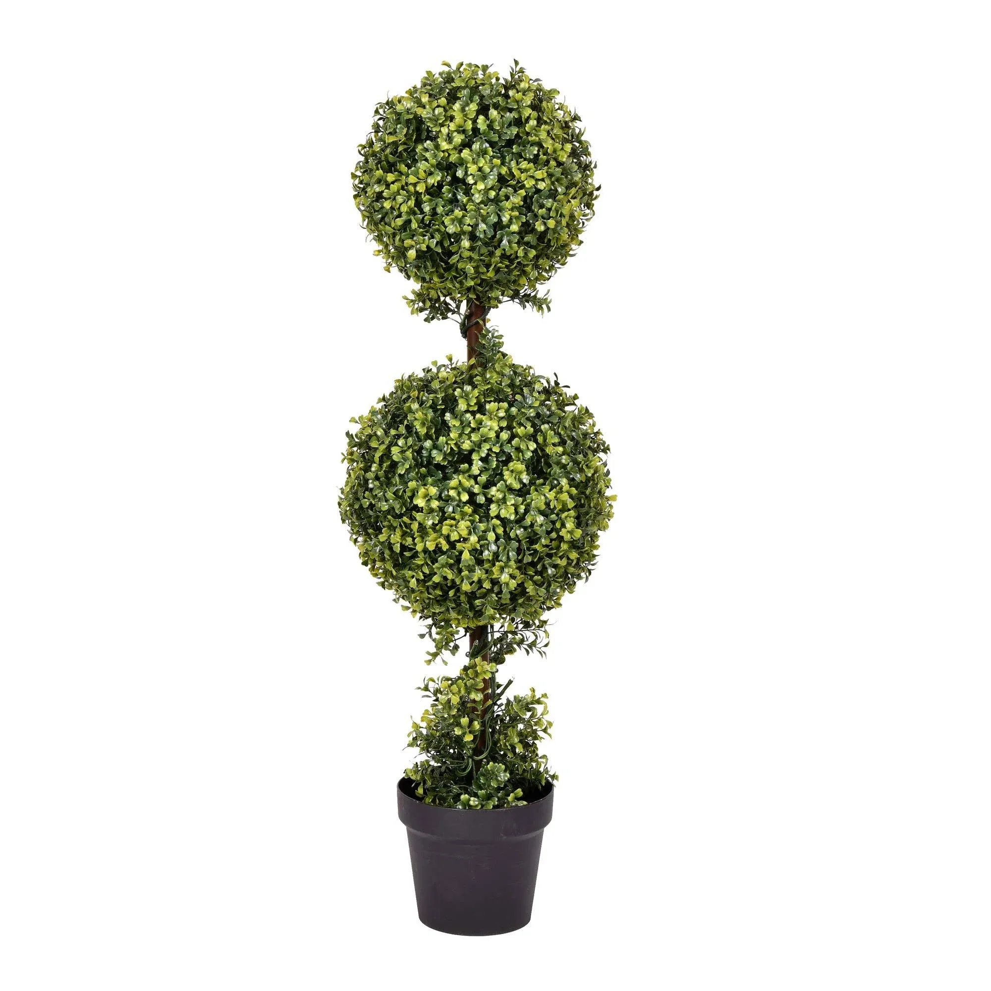 Vickerman Everyday 3 Foot Tall Artificial Boxwood Topiary Double Ball Tree - UV Resistant Indoor Outdoor - Potted Natural Green - Home Patio Faux Decor