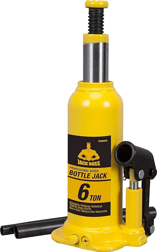 6 Ton (12,000 LBs) Hydraulic Welded Bottle Jack,portable Jack with pump handle for cas,yellow,TH90604X