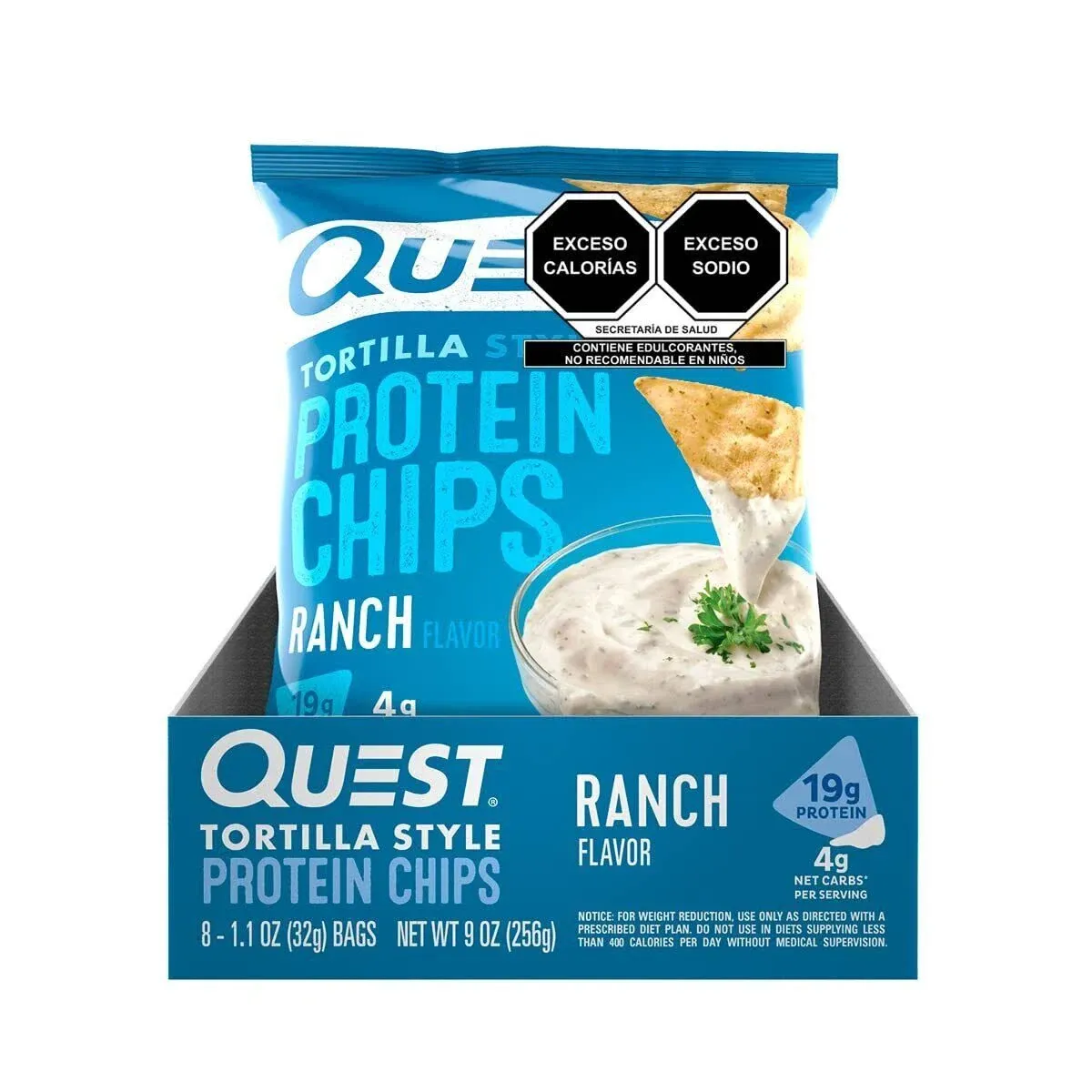 Quest Protein Chips, Ranch Flavor, Tortilla Style - 8 pack, 1.1 oz bags