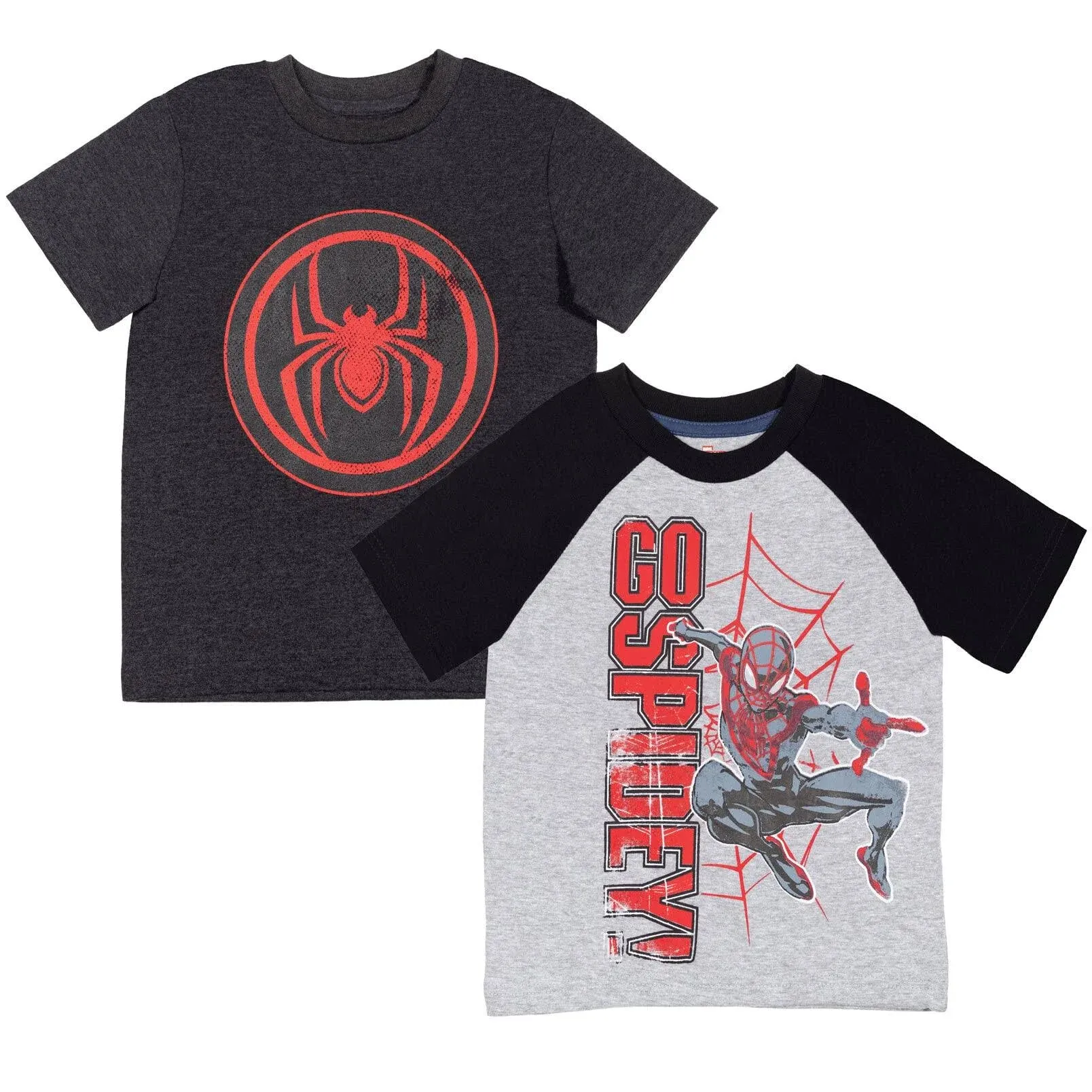 Marvel Spider-Man Miles Morales Little Boys 2 Pack T-Shirts Toddler to Big Kid