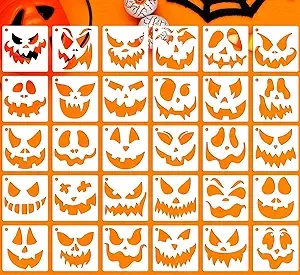 Halloween Pumpkin Face Stencils for Painting on Wood 3” Jack O Lantern Faces ...