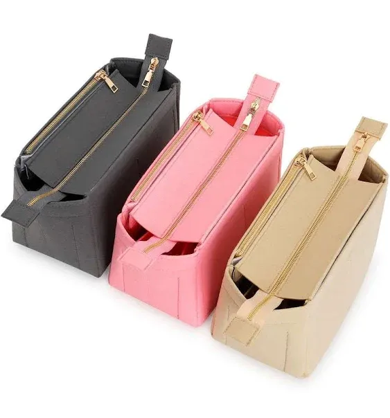 Purse Organizer Insert Felt Bag Handbag Tote Organizer Shaper with Zipper S/L