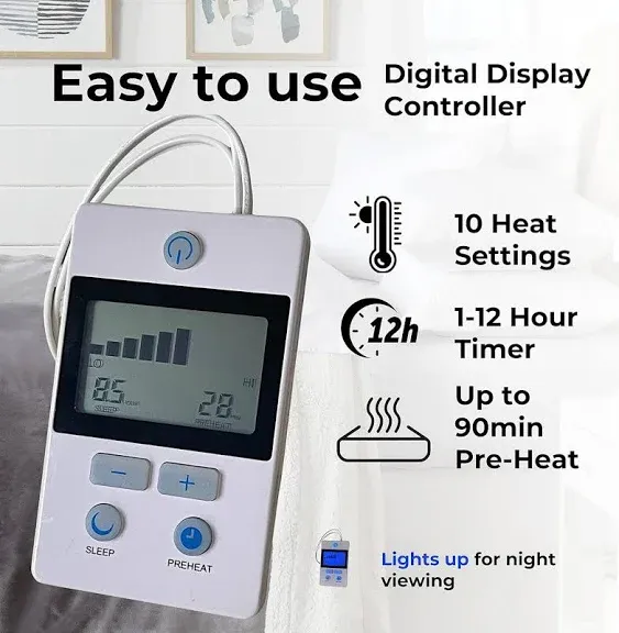 Sunset Low Voltage Heated Electric Blanket, Digital Controls, 10 Heat Levels, Pr