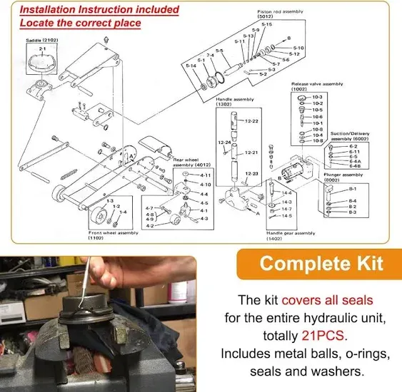 328.12160 Floor Jack Seal Replacement Kit for Sears Craftsman 2 Ton Floor Jack