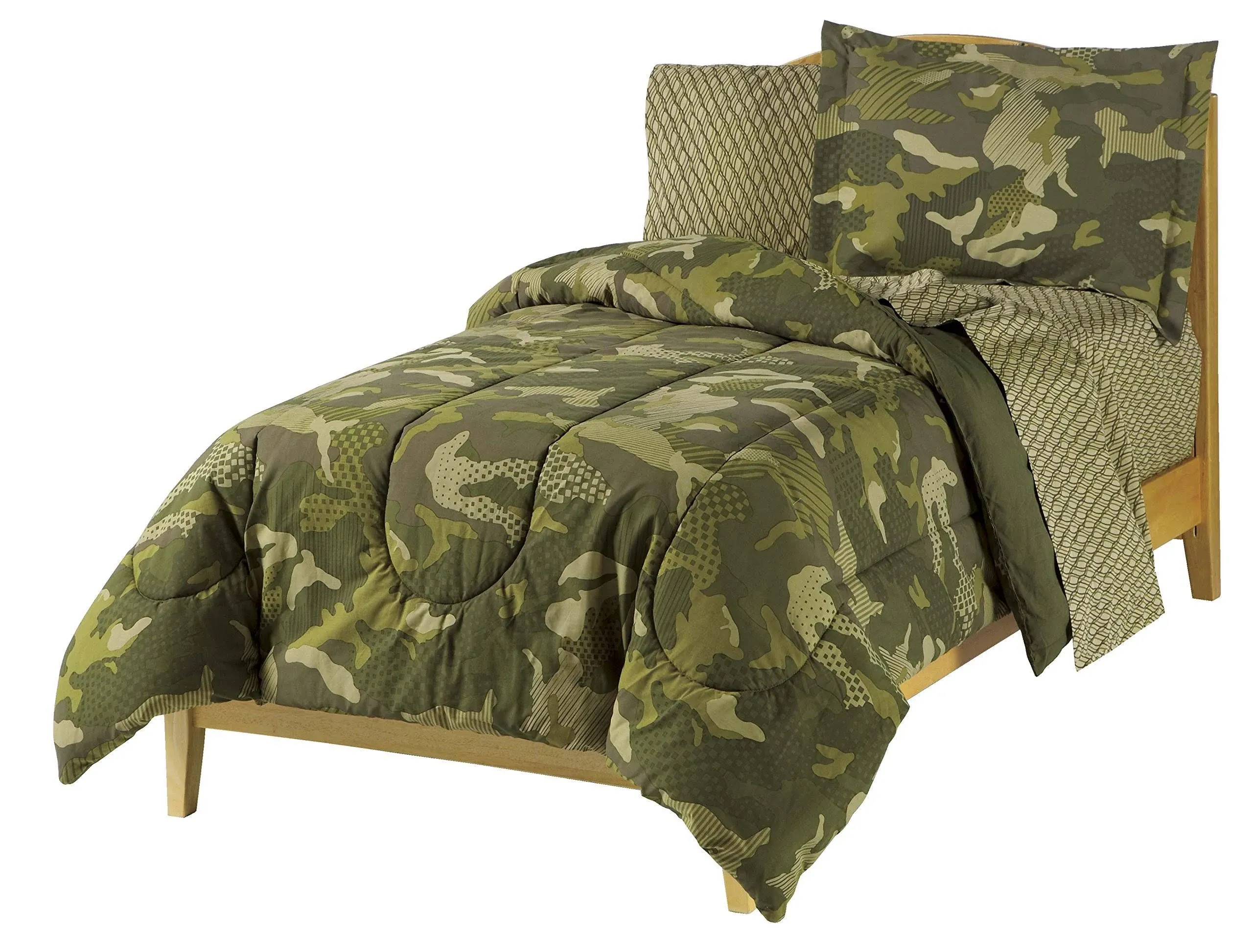 Dream Factory Geo Camo Bed in A Bag Comforter Set Full / Green