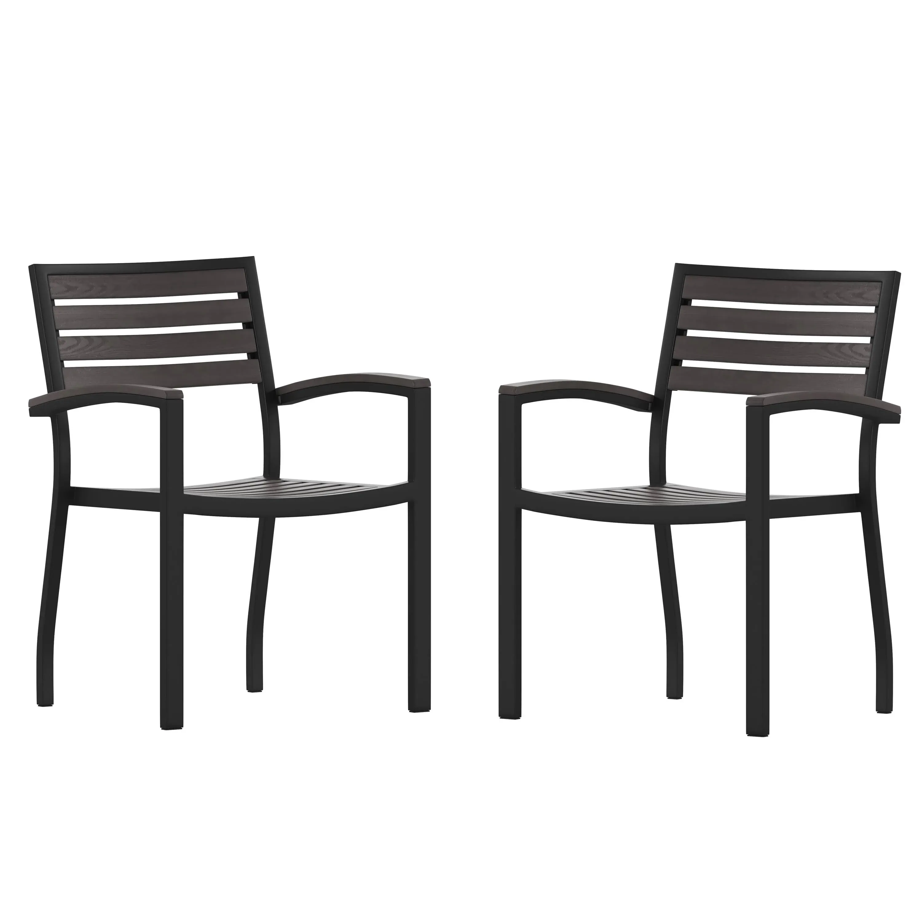 Gray Wash IndoorOutdoor Faux Teak Deck Chairs 2PK