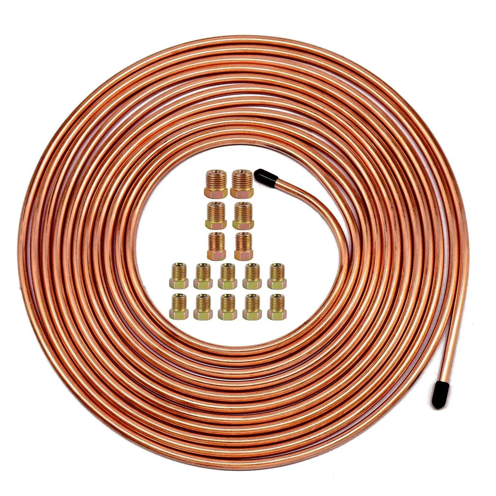 MuHize Upgraded Brake Line Tubing Kit - 25 ft. of 3/16 Flexible Tube, Roll 25 ft 3/16" (Includes 16 Fittings)