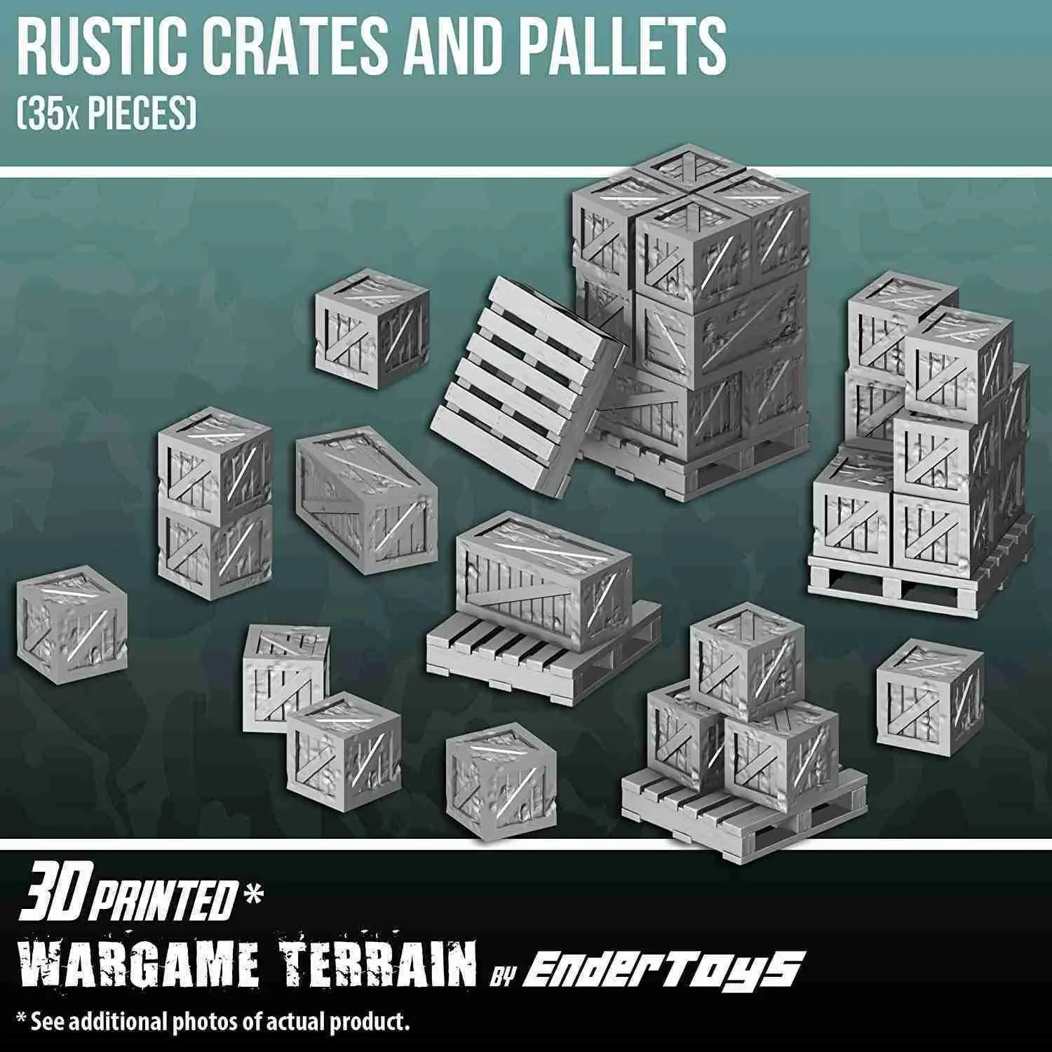 EnderToys Rustic Crates & Pallets, Terrain Scenery for Tabletop 28mm Miniatures Wargame, 3D Printed and Paintable