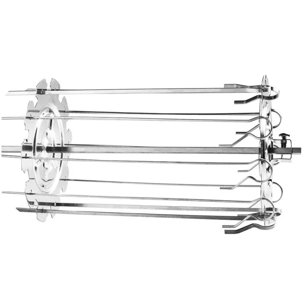 BBQ Steel Metal Roaster Rotisserie Skewers Needle Cage Oven Kebab Maker Grill