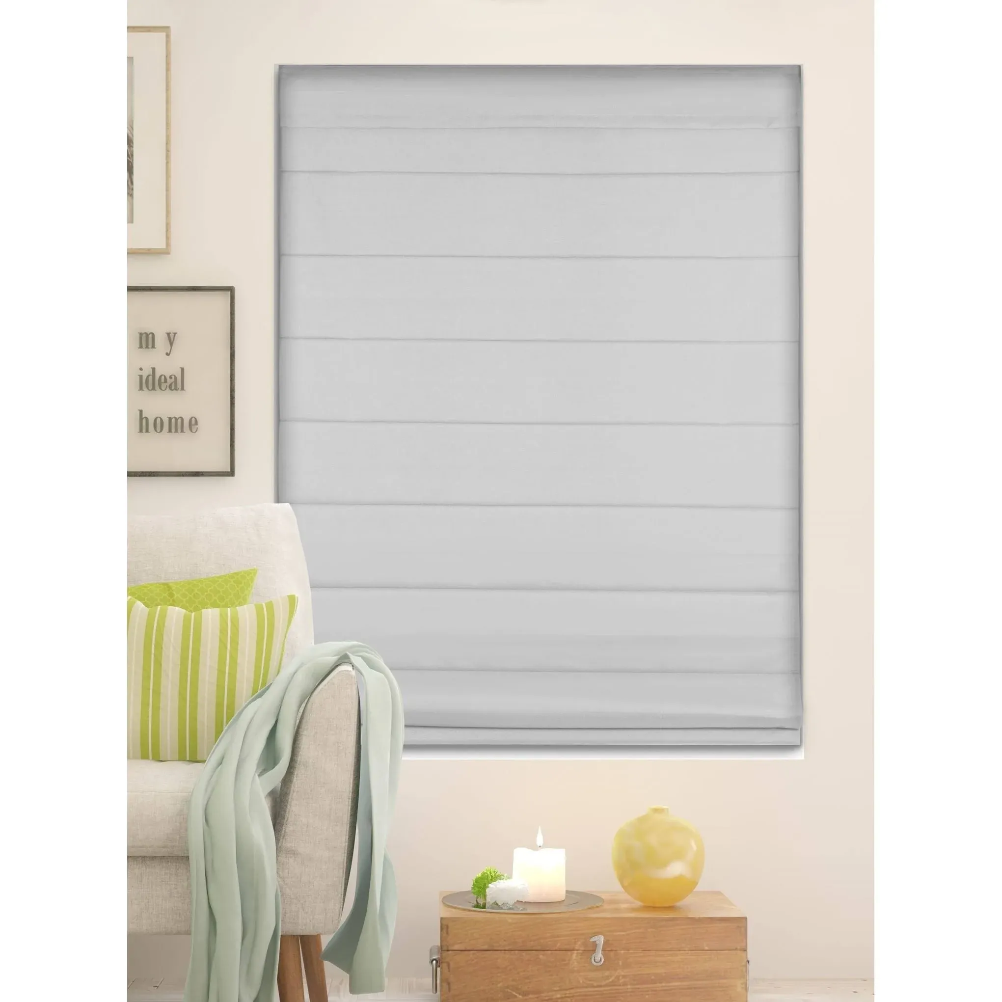 Arlo Blinds Gray Room Darkening Cordless Lift Fabric Roman Shades - 30.5"W x 72"H