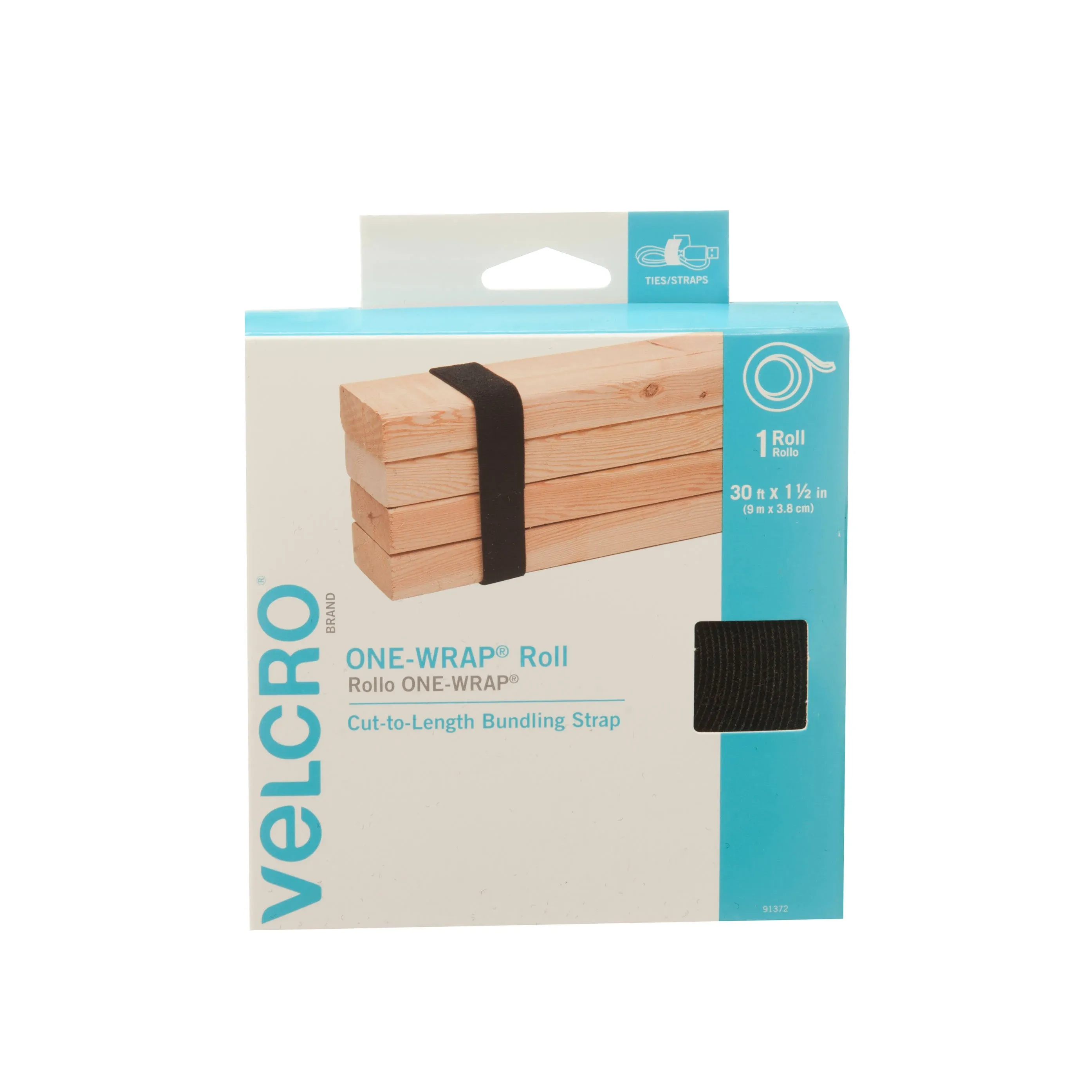 9m Correa ajustable Multiusos VELCRO One-Wrap Negro