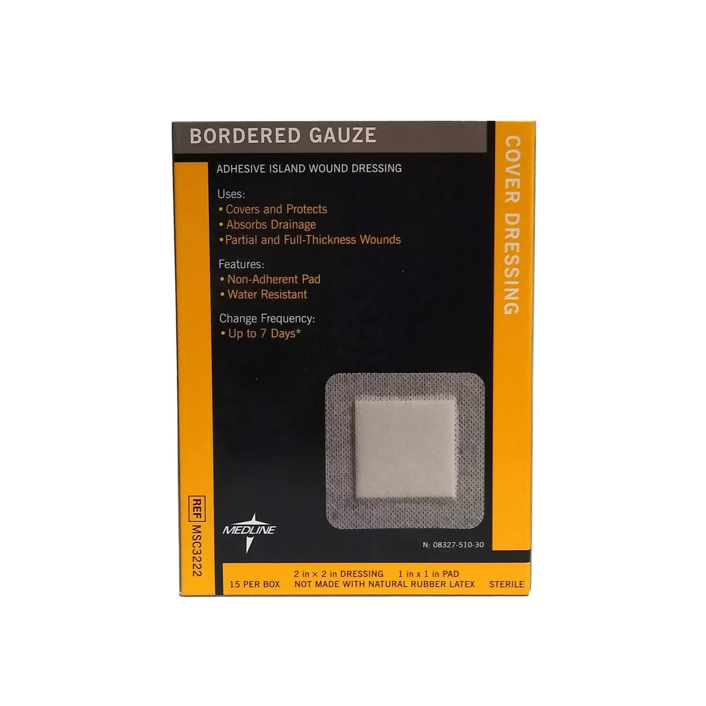 Sterile Bordered Gauze Adhesive Wound Dressing, 6&#034; x 6&#034; 4&#034; x 4&#034; Pad, Each