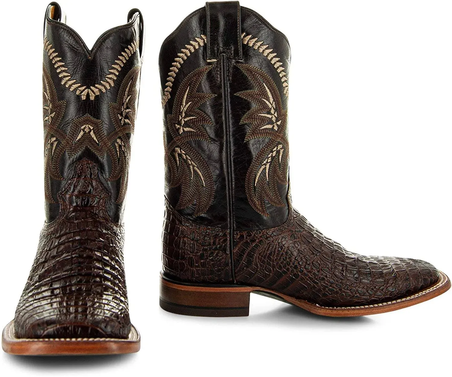 Soto Boots Caiman Belly Print Men's Cowboy Boots H4001, Size: 9, Brown