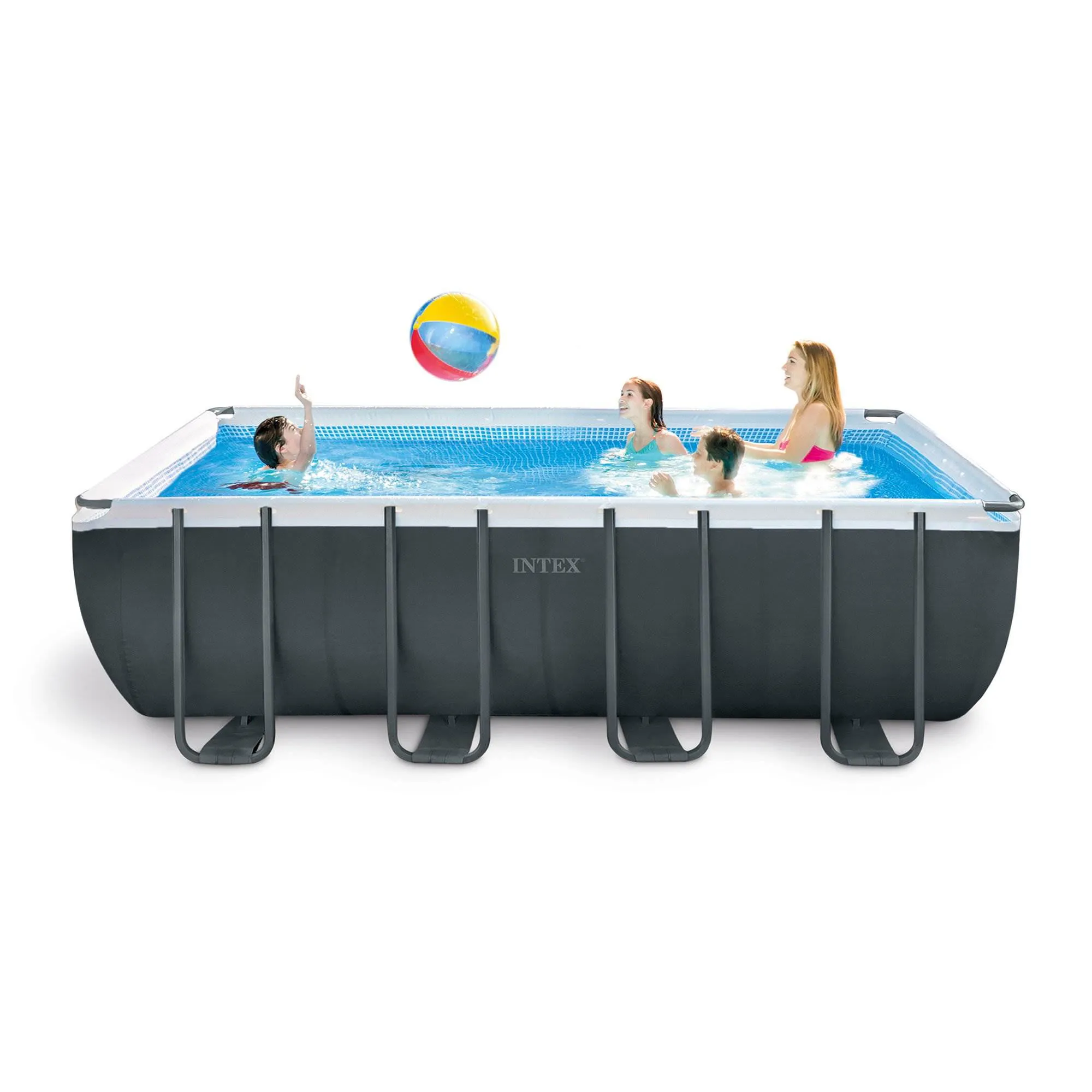 Intex Ultra 18 Foot XTR Rectangular Metal Frame Swimming Pool Set w/ Pump Filter