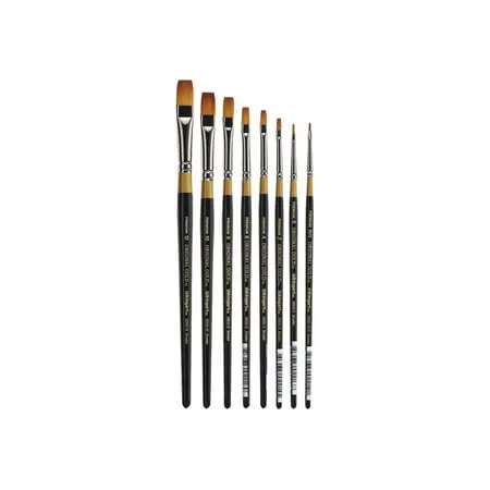 Kingart Original Gold 9300 Shader Series Premium Golden Taklon Multimedia Artist Brushes Set of 8 All ages