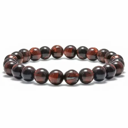 TINGN Red Tiger Eye Bracelet for Women 8mm Natural Red Tiger Eye Stone Beads Bracelet For Men Women