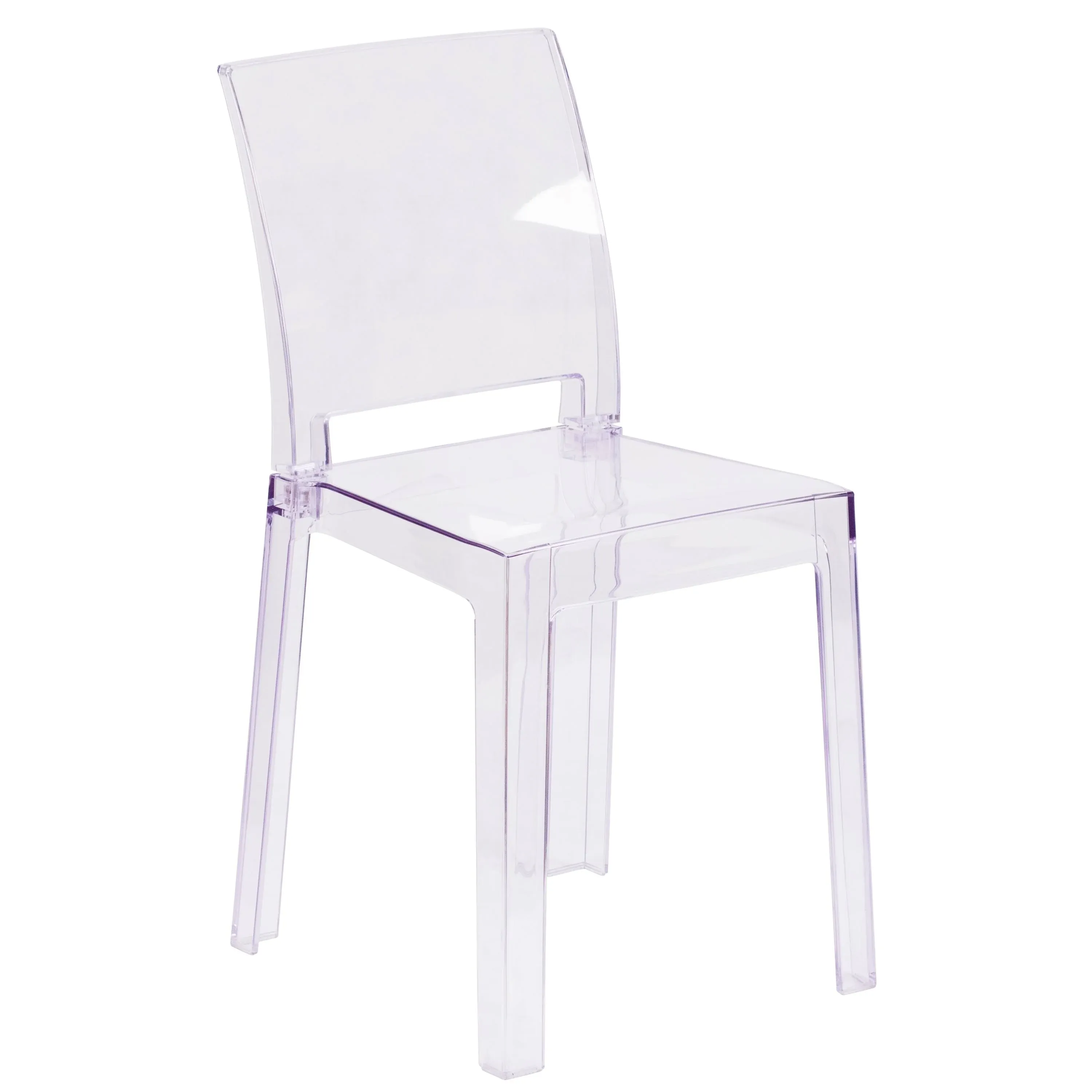 Flash Furniture Ghost Chair in Transparent Crystal with Square Back