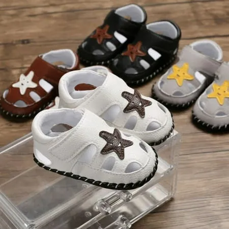 Newborn Baby Boys Soft Sole Leather Crib Shoes Anti-slip Sneaker Prewalker 0-18M