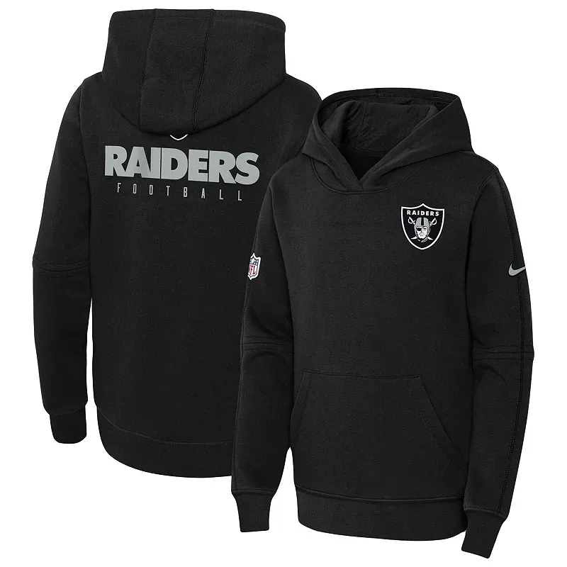 Youth Nike Black Las Vegas Raiders 2023 Sideline Club Fleece Pullover Hoodie